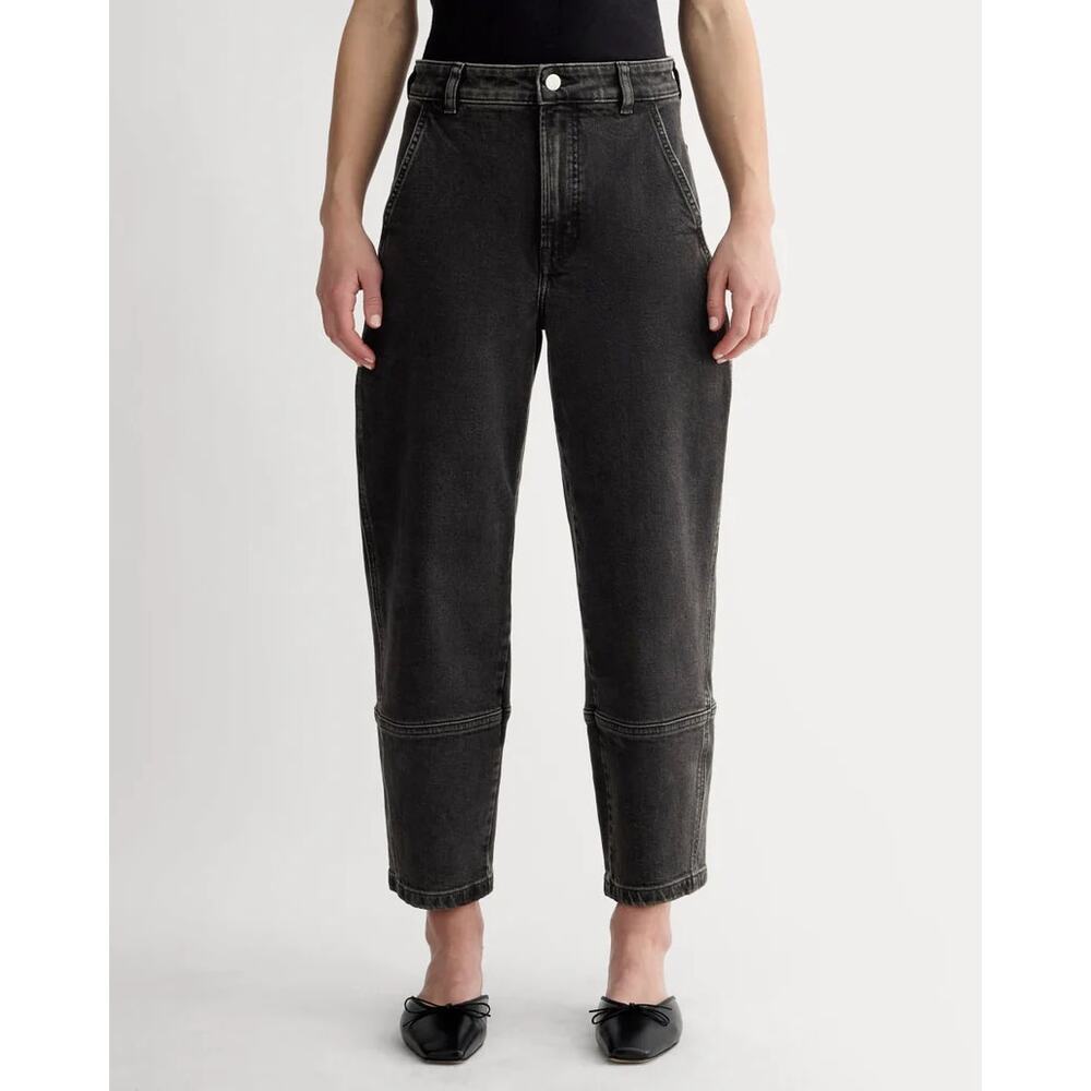 NWT Everlane The Utility Denim Cropped Barrel Jeans Washed Black Womens Size 28R